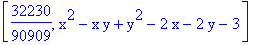 [32230/90909, x^2-x*y+y^2-2*x-2*y-3]